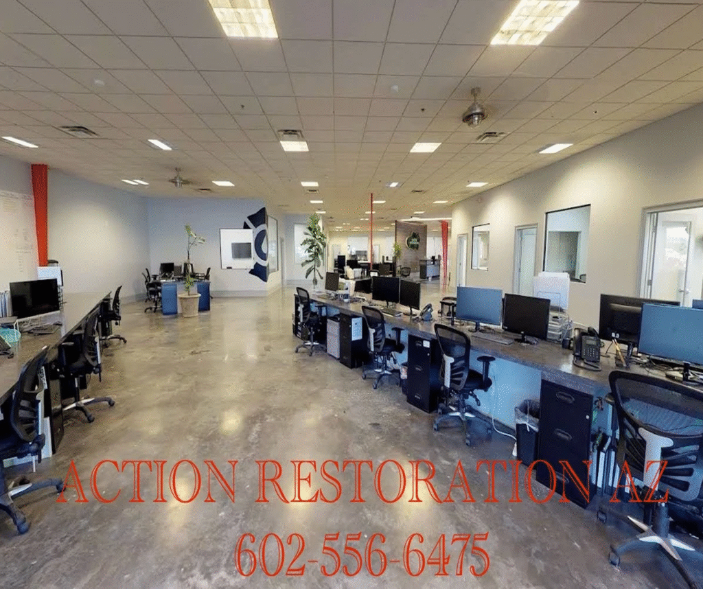 Modern hair salon interior with sleek design and spacious layout.